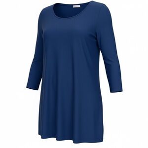 LISA Z BLUE 3/4 SLEEVE SCOOP NECK TUNIC SHIRT WOMENS XS